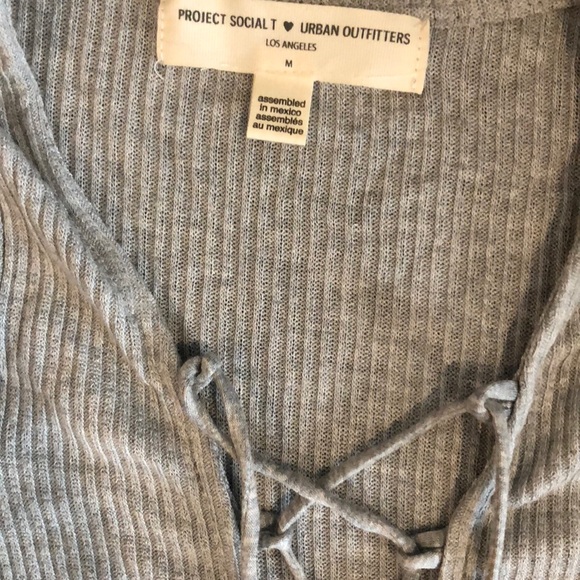 Urban outfitters Lace up gray long sleeved top - Picture 3 of 3
